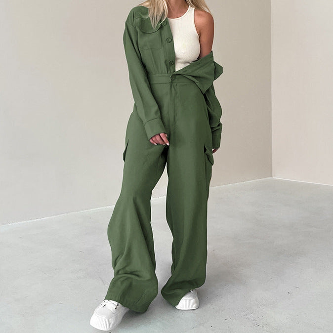 XAKXX 20252025n tooling Fengshan long-sleeved trousers jumpsuit popular 2025 autumn and winter fashion new New wholesale women's clothing