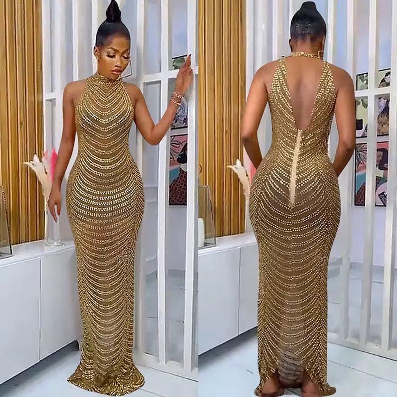Evening Dress for Women New New Spring Elegant Rhinestone Banquet Temperament Long Dress Ins