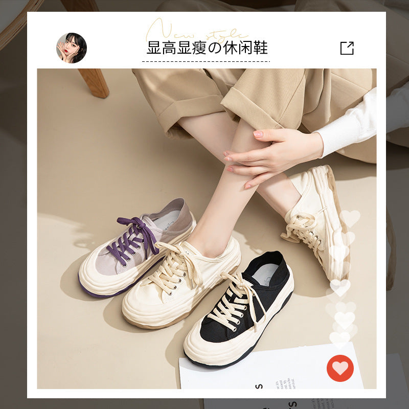 xakxx Augusto Canvas Shoes for Women New Autumn College Style Retro White Shoes Two-Way Casual Sneakers Fashion