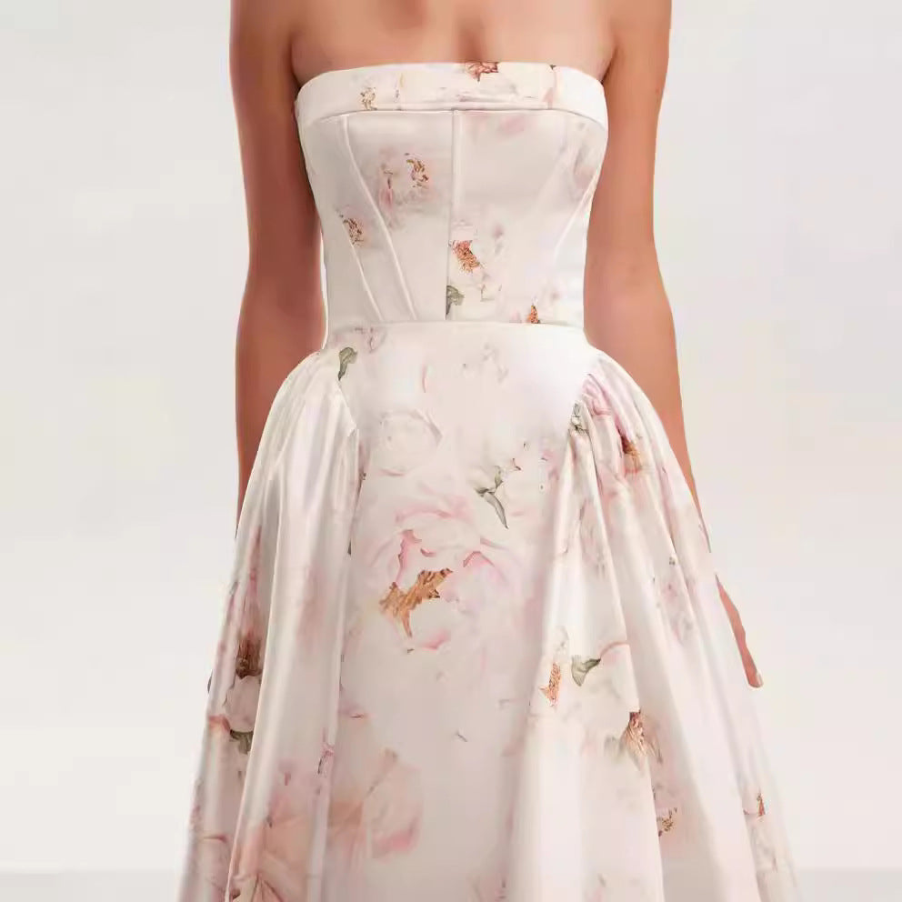 XAKXX 2025 popular new spring and summer off-the-shoulder women's clothing fashion organza fairy long temperament evening dress dress