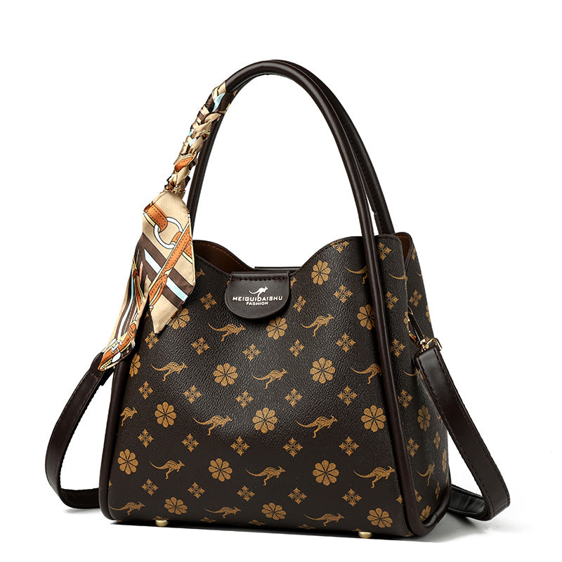 Bag New popular Popular Handbag Silk Scarf Printed Mom Bag Fashion Trend Commuter Shoulder Bag Ladies