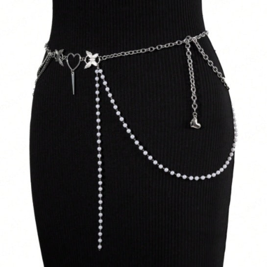 4401-1 2025 design waist chain spring and summer niche versatile chain love butterfly accessories versatile waist chain belt