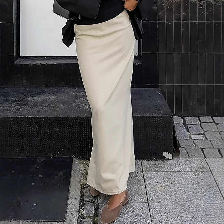 XAKXX Autumn and winter fashion new high-waisted temperament split-ended slim-fitting hip-wrapped skirt New 2025 wholesale long skirt women
