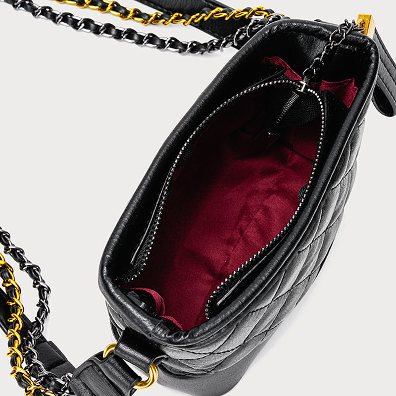 XAKXX 2025 Small bag women's Xiaoxiangfeng girls bag simple black stray chain bag versatile shoulder messenger bag
