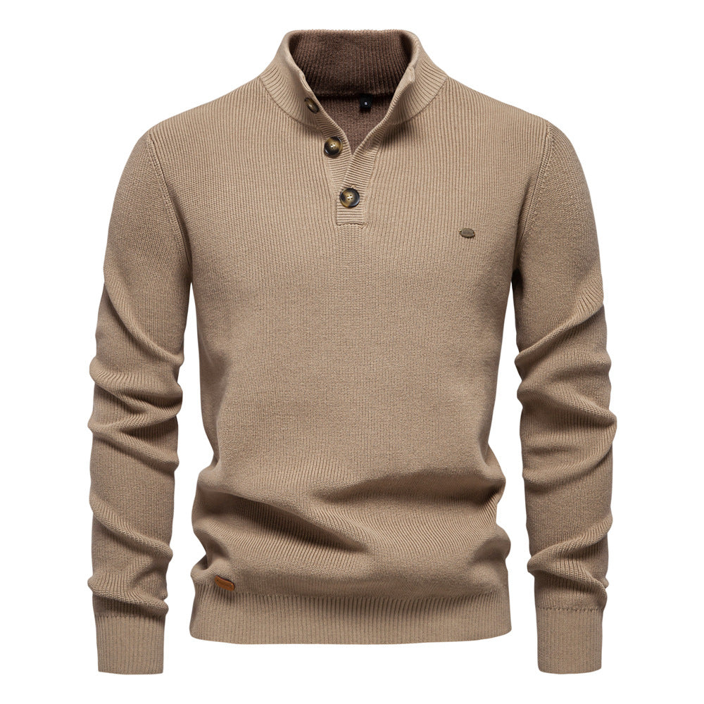 XAKXX 2025 Autumn and winter new men's Popularan size New sweater men's long-sleeved half-zipper stand-up collar solid color versatile casual trendy sweater