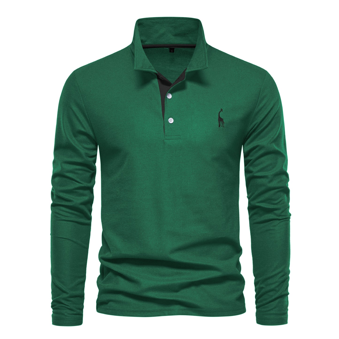 XAKXX 2025 popular Spring and Autumn New Lapel Men's Cotton POLO Shirt Fashion Casual Men's Deer Embroidery Long Sleeve Spot Wholesale