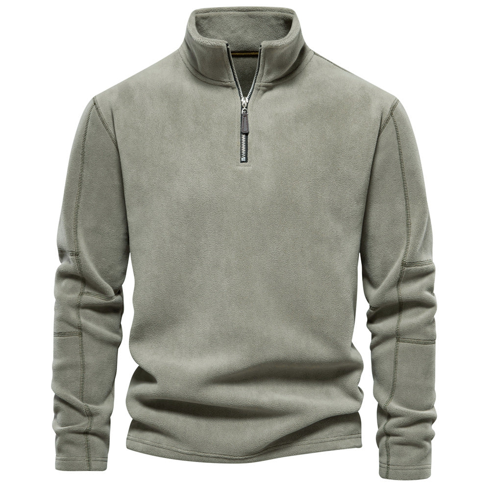 XAKXX 2025 Men's autumn and winter new stand-up collar half-zipper long-sleeved sweater stand-up collar New trend versatile men's fleece top
