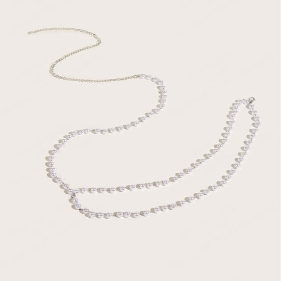 2957 2025 New hot-selling pearl chain waist chain double-layer waist chain exquisite trend side pendulum chain waist jewelry body chain