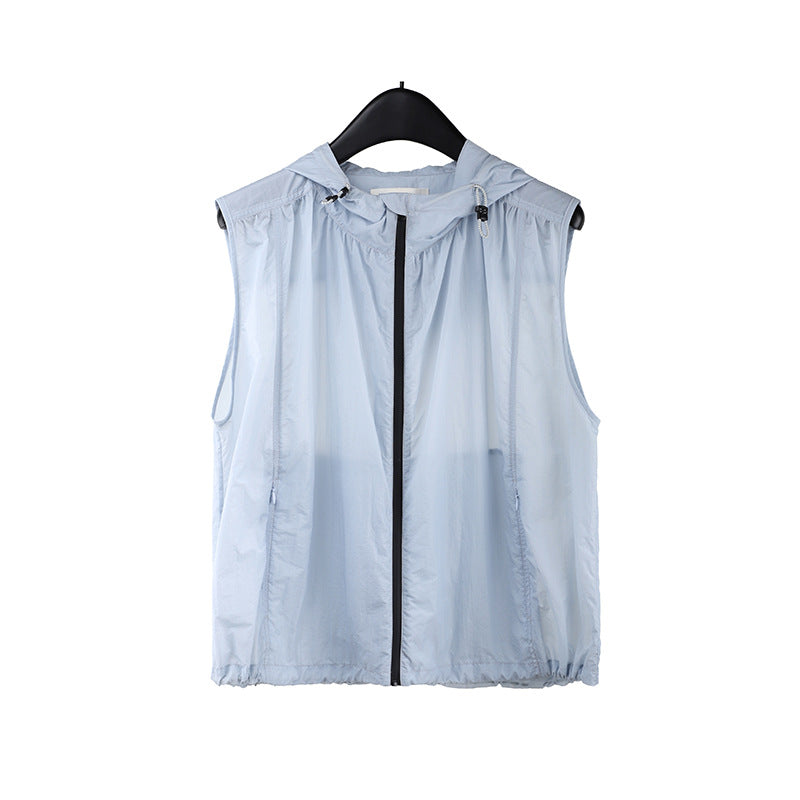 2025 hooded sleeveless vest sunscreen shirt 2025 summer new sports and leisure vest top T291