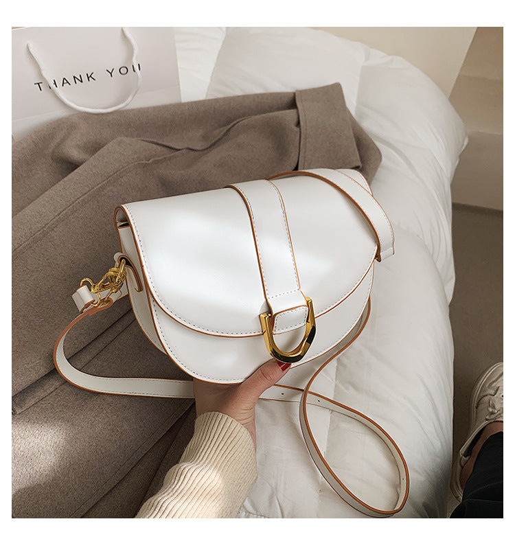 XAKXX 2025 This year's popular bag women's popular new trendy fashion texture shoulder messenger bag large capacity semi-round saddle bag