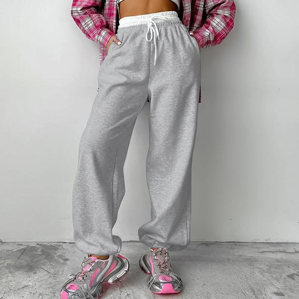 XAKXX 20252025 style ins fashion waist contrasting color lace-up low-rise sweatpants popular autumn and winter New wholesale new trousers