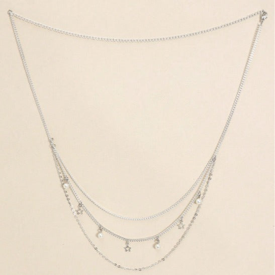 2025 3997Waistchain Silver Metal Chain Pearl Star Pendant Wedding Party Party Daily Wear Waist Chain