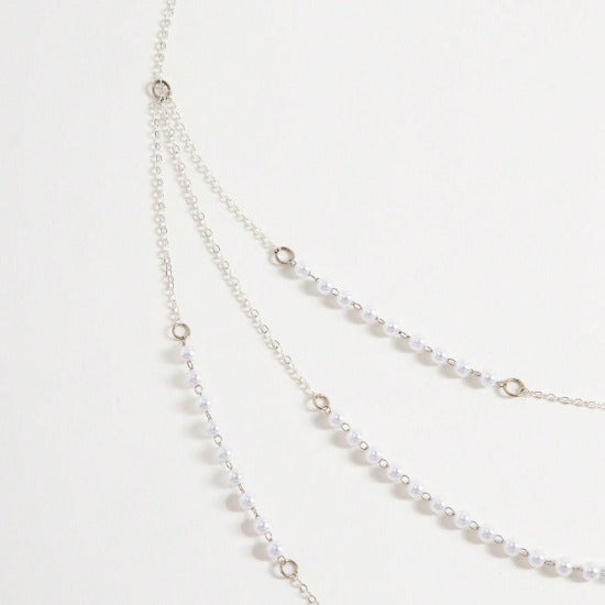 4580 New popular women's pearl beads with metal chain waist chain belt versatile fashion jewelry accessories