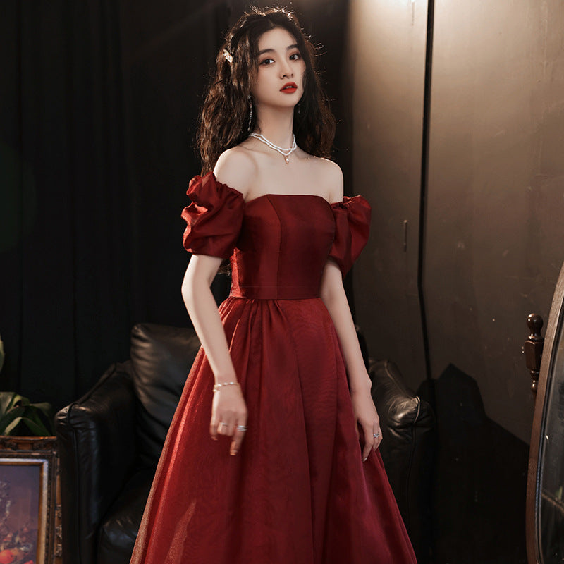 Toast clothes bride 2025 new red wedding clothes small pregnant woman engagement fugitive princess evening dress dress