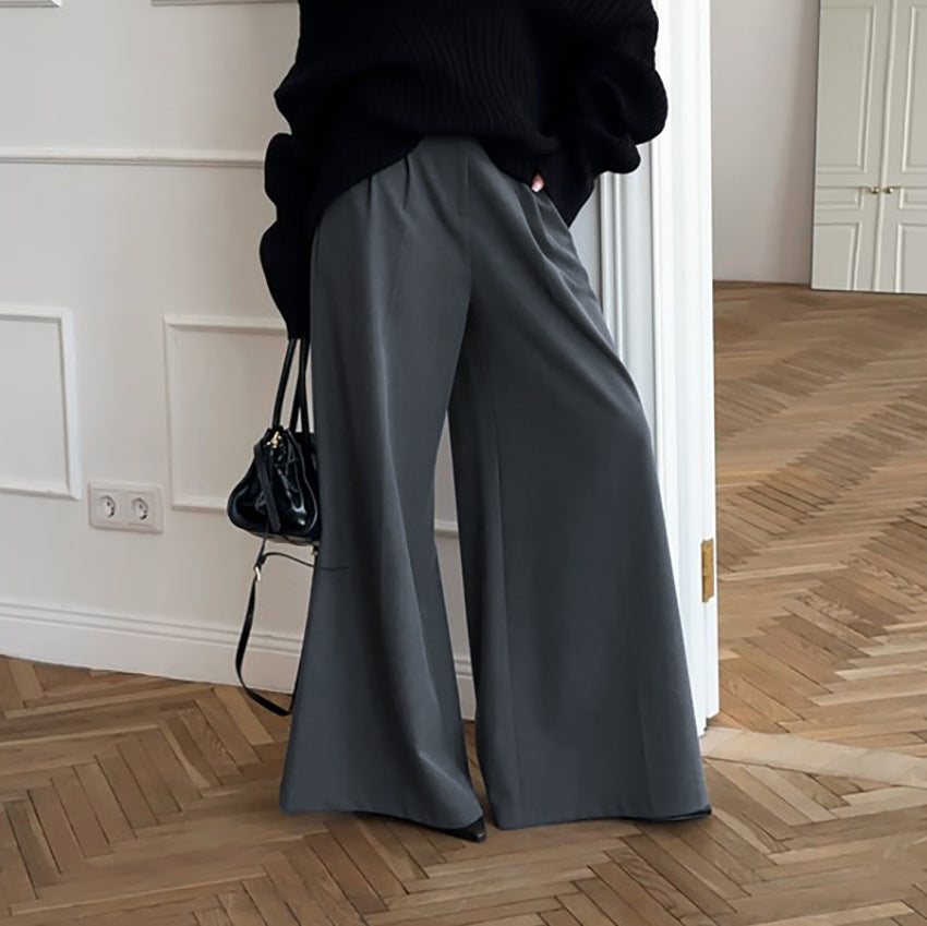 XAKXX Casual khaki fashion temperament wide-footed pants autumn and winter new versatile lazy style commuter high-waisted suit pants trousers