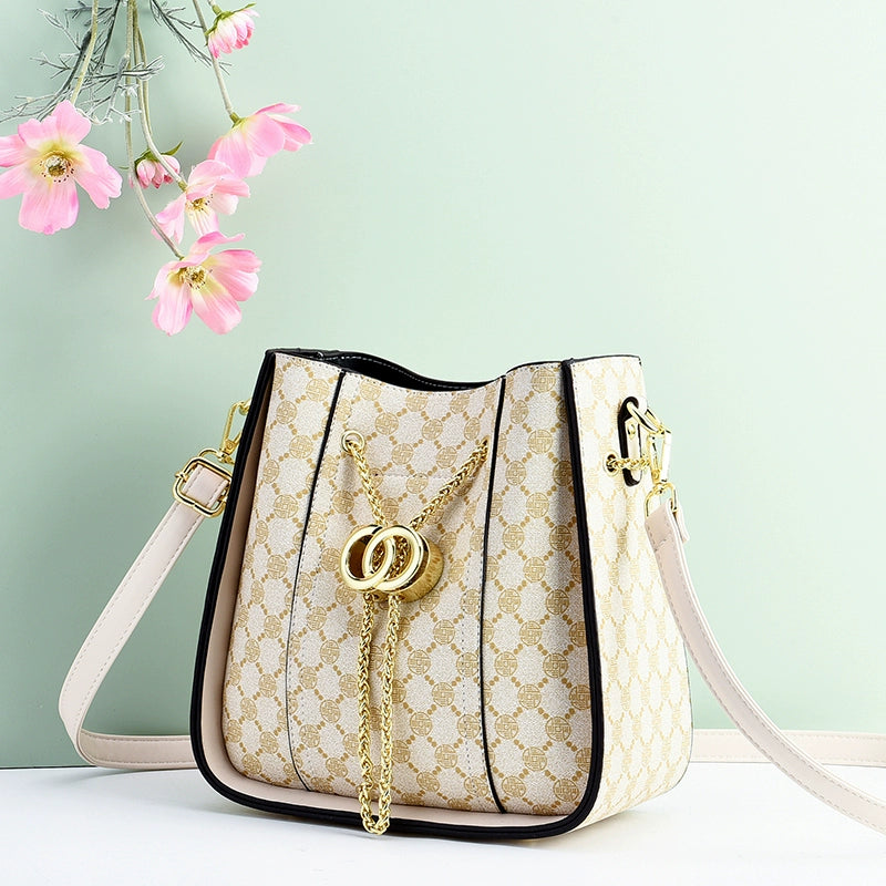 Bag women new fashion high texture large capacity portable bucket bag versatile Internet celebrity shoulder messenger bag tide