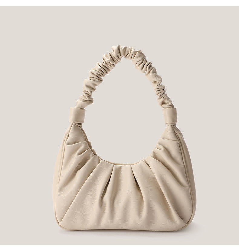 XAKXX 2025 Folded bag female popular this year solid color messenger cloud bag Internet celebrity fashion armpit bag portable baguette dumpling bag