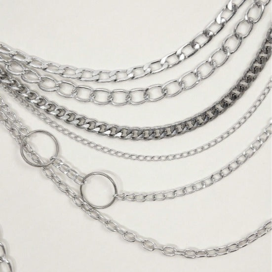 3394 2025 New new ring metal chain splicing multi-layer waist chain fashionable versatile waist chain waist jewelry body chain