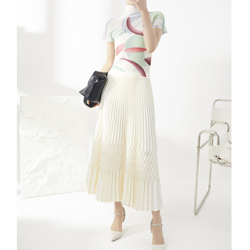 2025 Factory direct sales high-end high-quality skirt women's long spring and summer new high-waisted loose and thin a-word pleated skirt