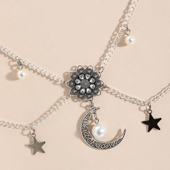 4074 New women's waist chain waist chain flower acrylic pendant waist chain body chain party wear