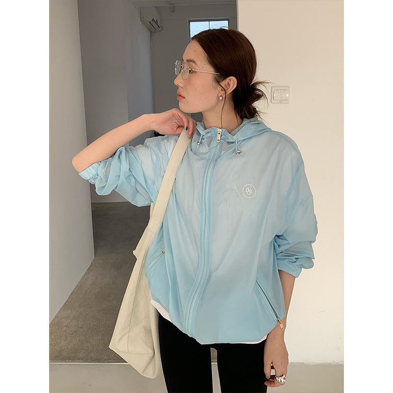 2025 breathable hooded sunscreen shirt summer 2025 new Korean version loose and versatile solid color coat T285