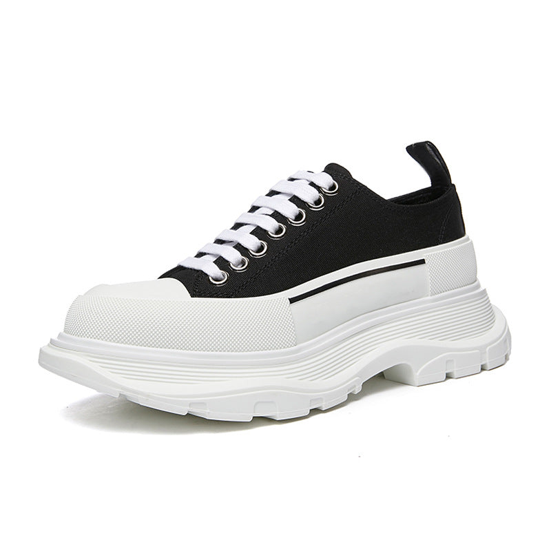 xakxx McQueen Canvas Platform White Shoes Autumn New Korean Style Versatile Muffin Sports Height Increasing Women's Casual Daddy Shoes