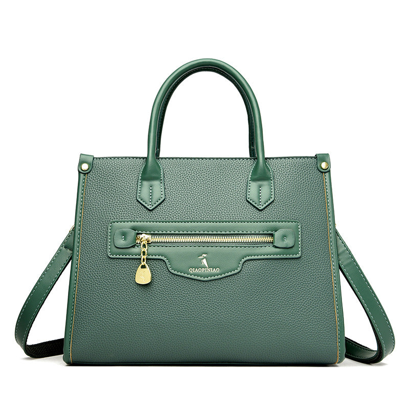 Premium contrasting color handbag popular new retro solid color tote bag simple shoulder bag large capacity messenger bag