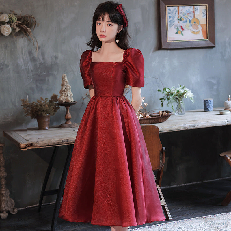 Toast clothes bride 2025 new red wedding clothes small pregnant woman engagement fugitive princess evening dress dress