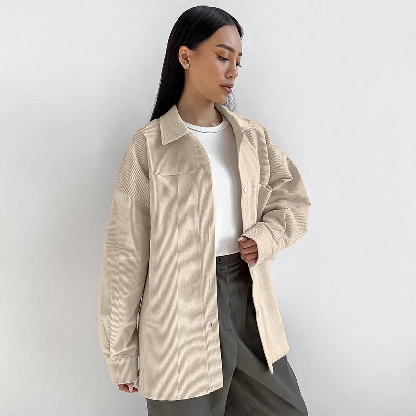 XAKXX 2025Autumn and winter classic retro style loose minimalist lapel long-sleeved shirt popular 2025 new versatile casual shirt women