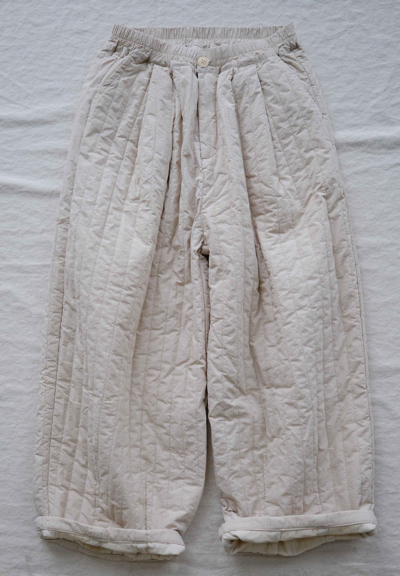 casual and literary thickened quilting cotton nine-point pants, clean and simple striped quilting cotton pants K22377