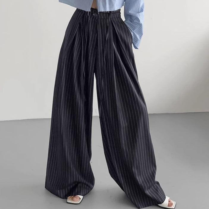 XAKXX 2025 high-waisted striped loose and drape casual suit pants New autumn and winter fashion new wholesale trousers women