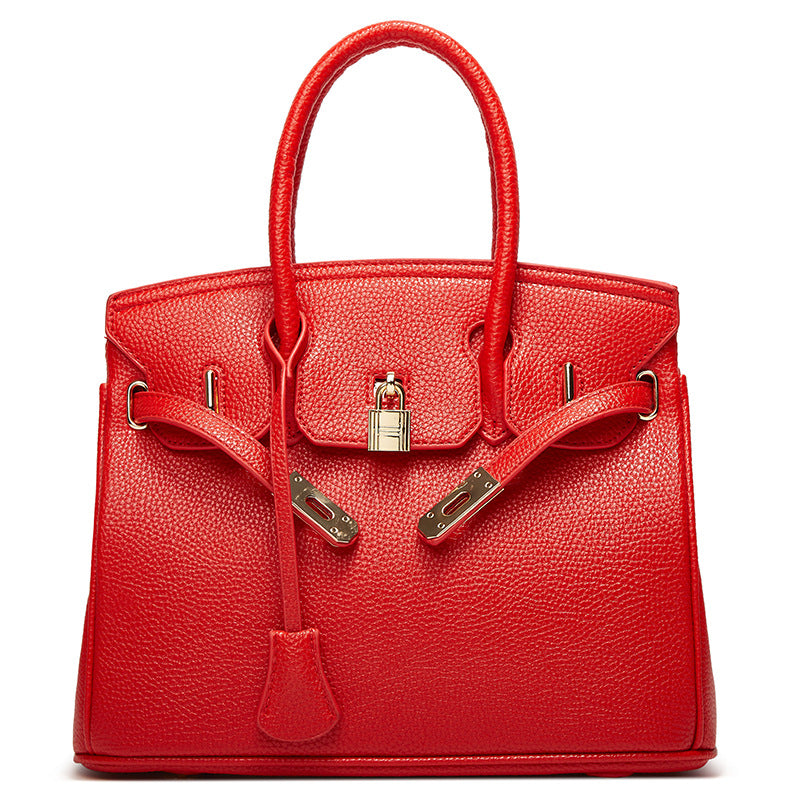 2025 Popularan beautiful women's bag fashion classic lychee pattern women's bag new portable platinum bag portable shoulder bag oblique span bag