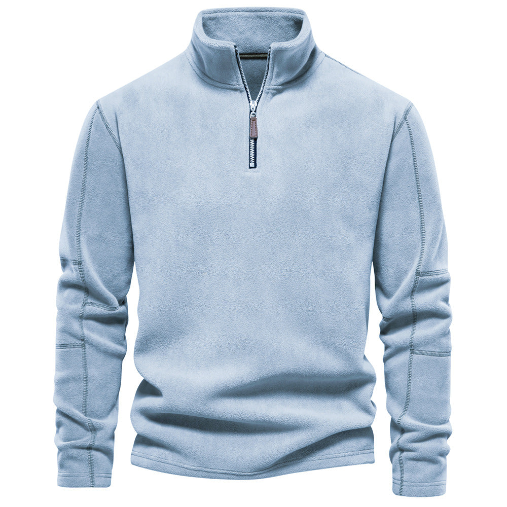 XAKXX 2025 Men's autumn and winter new stand-up collar half-zipper long-sleeved sweater stand-up collar New trend versatile men's fleece top