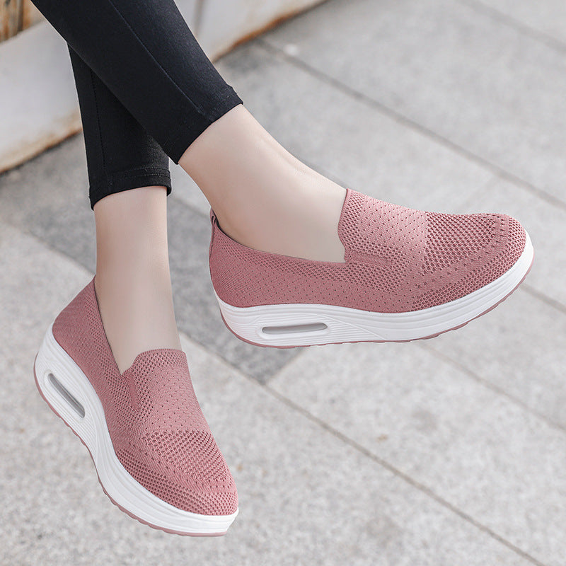 xakxx Women's Shoes Autumn Solid Color Breathable Flyknit Shoes Slip-on Women's Sneaker Socks Cross-Border Casual Shoes Women