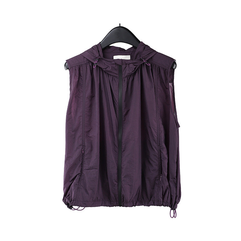 2025 hooded sleeveless vest sunscreen shirt 2025 summer new sports and leisure vest top T291