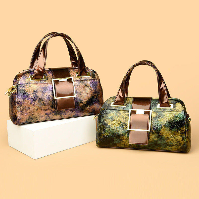 Bag popular autumn new fashion Boston bag inkjet printing handbag high-end large-capacity messenger bag