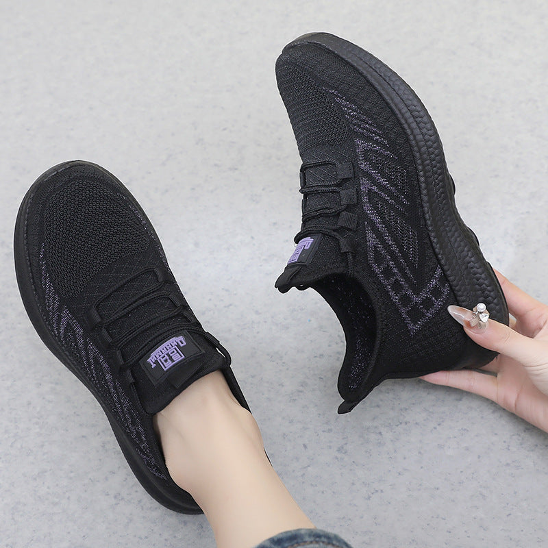 xakxx Sneaker Women's Spring and Summer New Women's Flying Woven Soft Bottom Light Running Shoes Breathable Non-Slip Comfortable Pumps Women's