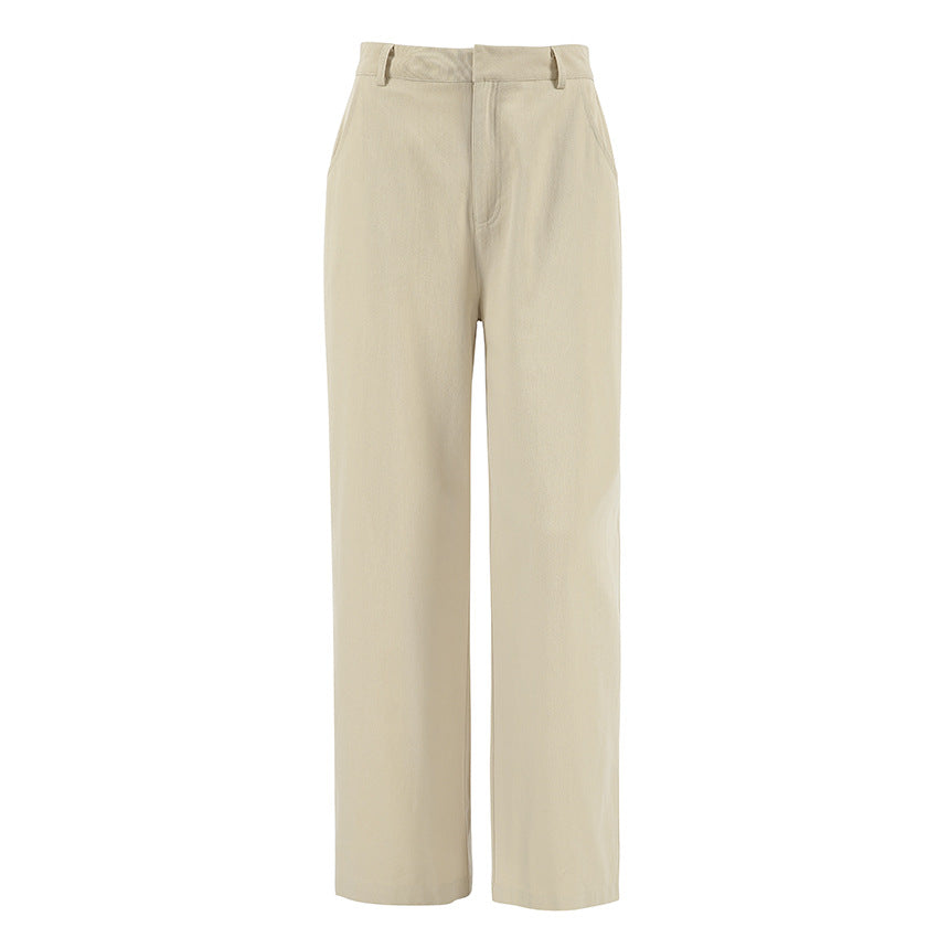XAKXX Autumn and winter fashion casual khaki pure cotton loose classic retro overalls 2025 versatile wide-footed pants women
