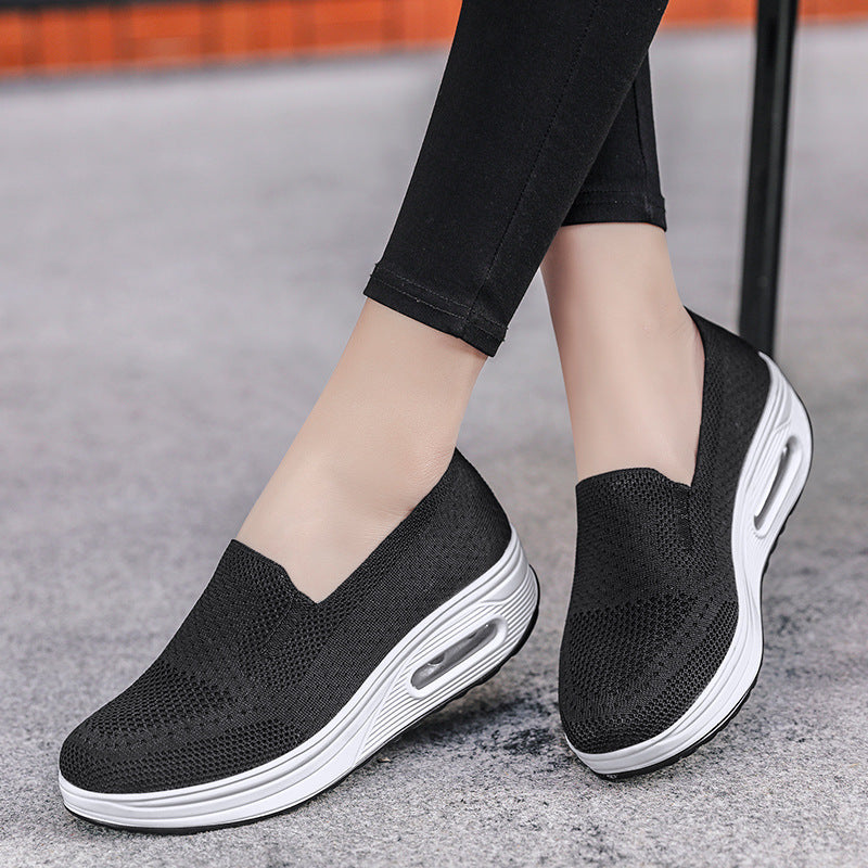 xakxx Women's Shoes Autumn Solid Color Breathable Flyknit Shoes Slip-on Women's Sneaker Socks Cross-Border Casual Shoes Women