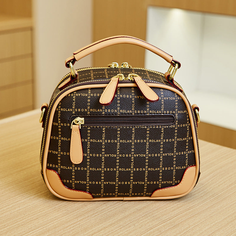 2025 popular new trendy fashion women's bags large-capacity messenger small round bags retro printed portable shoulder women's bags