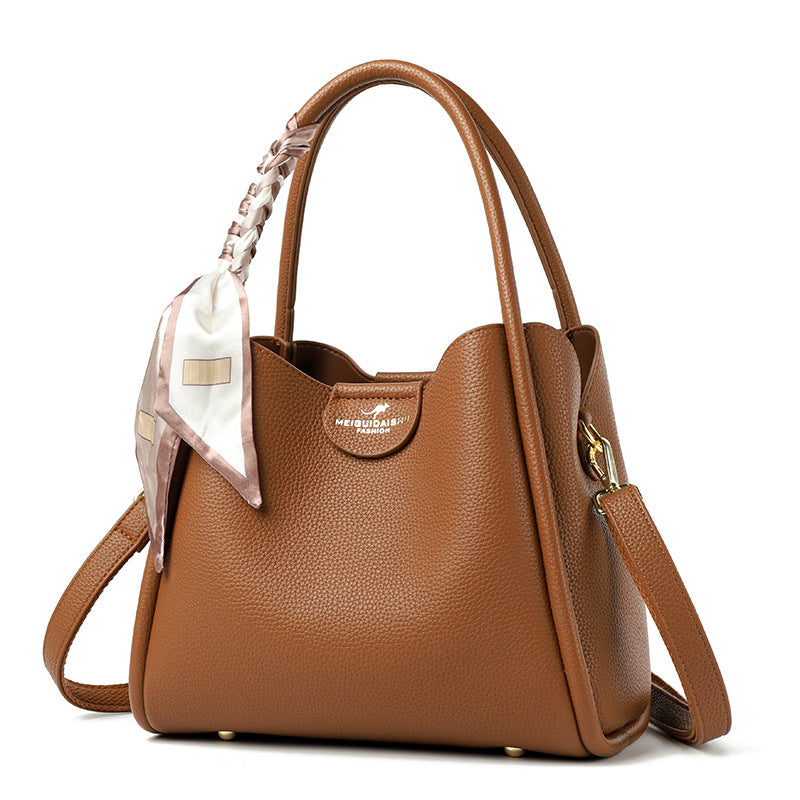 Bag Women's popular Autumn New High-end Trend Silk Scarf Handbag Korean Commuter Versatile Popular Bucket Bag