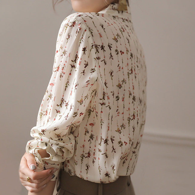 2025 Silk shirt women's summer new printed long-sleeved mulberry silk shirt, loose Popular versatile top