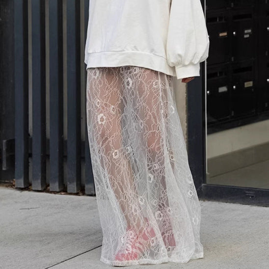 XAKXX Sexy brocade lace jacquard see-through skirt New 2025 autumn and winter fashion new wholesale women's dress