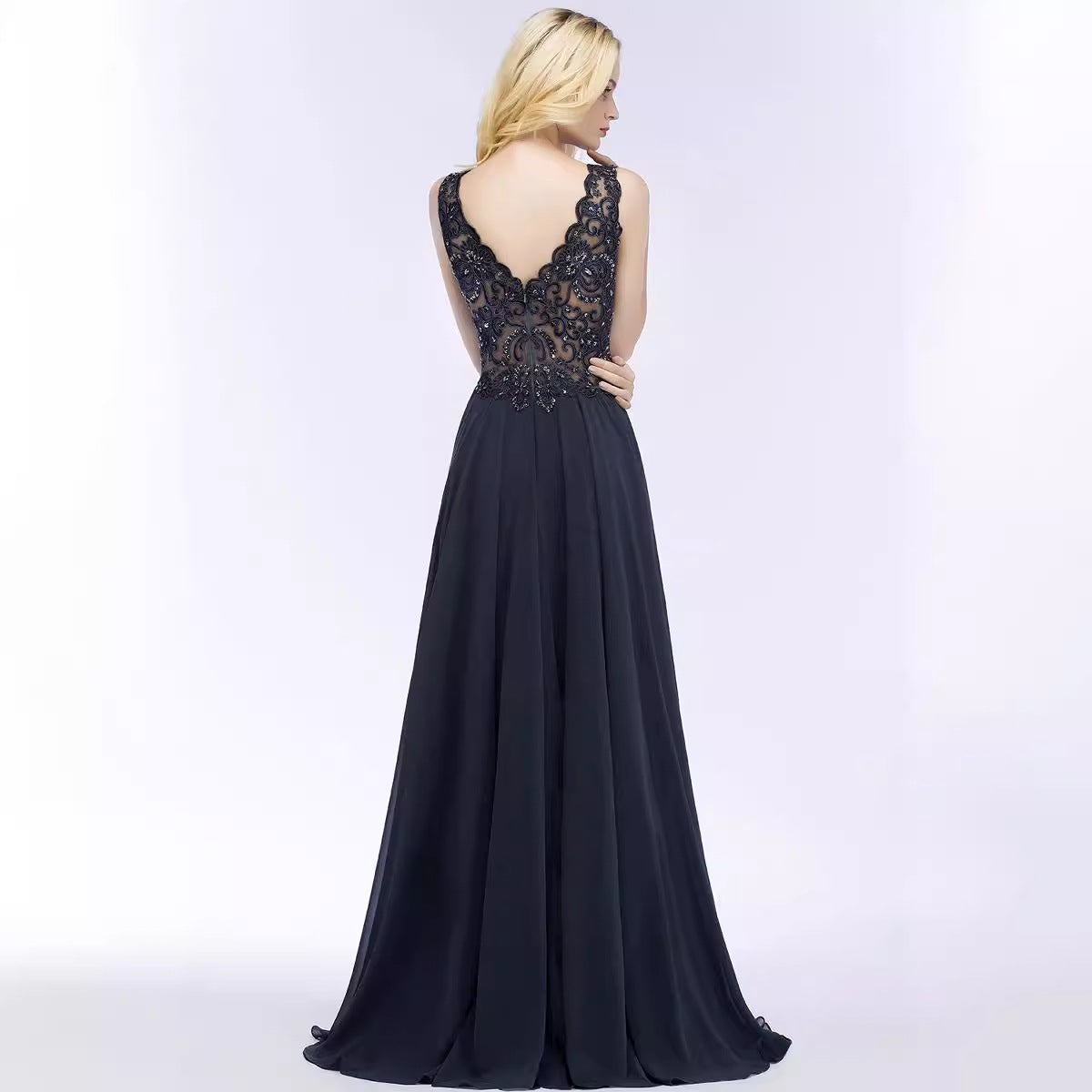 2025 Hot Trade Lei Sexy Chiffon Ball Dress Long A-shaped Formal Dress Women's Split V-Neck Gala Dress
