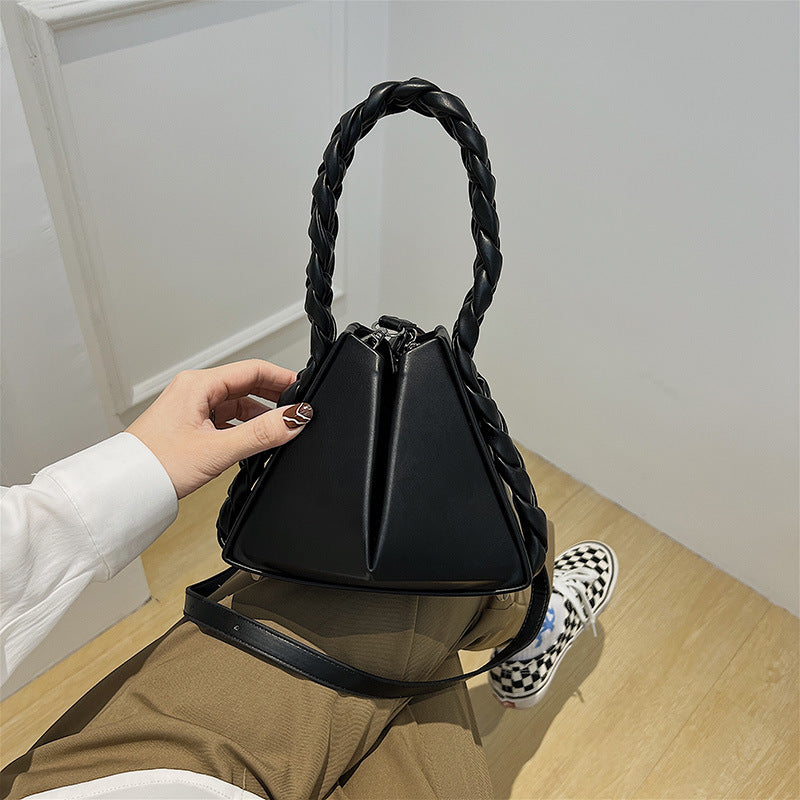 XAKXX 2025 bag women's new trendy fashion popular petal twist woven portable bucket bag texture personalized messenger bag