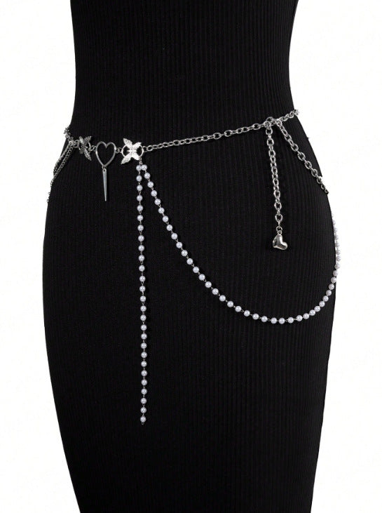 4401-1 2025 design waist chain spring and summer niche versatile chain love butterfly accessories versatile waist chain belt