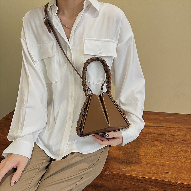 XAKXX 2025 bag women's new trendy fashion popular petal twist woven portable bucket bag texture personalized messenger bag