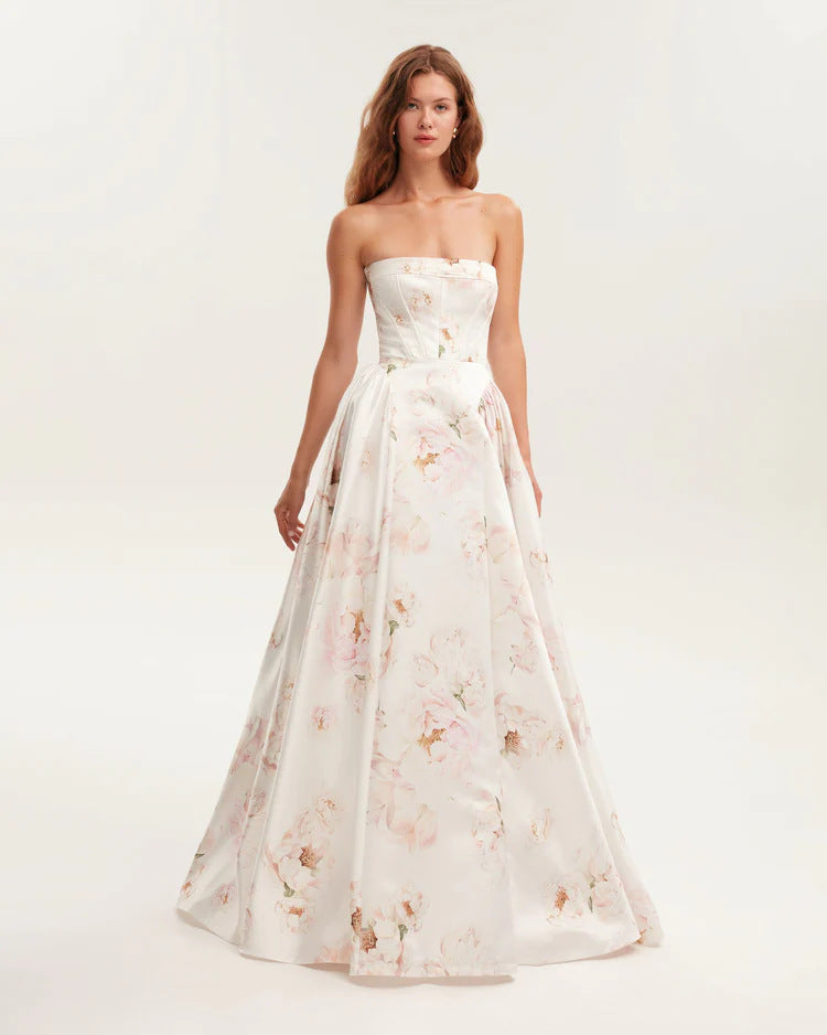XAKXX 2025 popular new spring and summer off-the-shoulder women's clothing fashion organza fairy long temperament evening dress dress