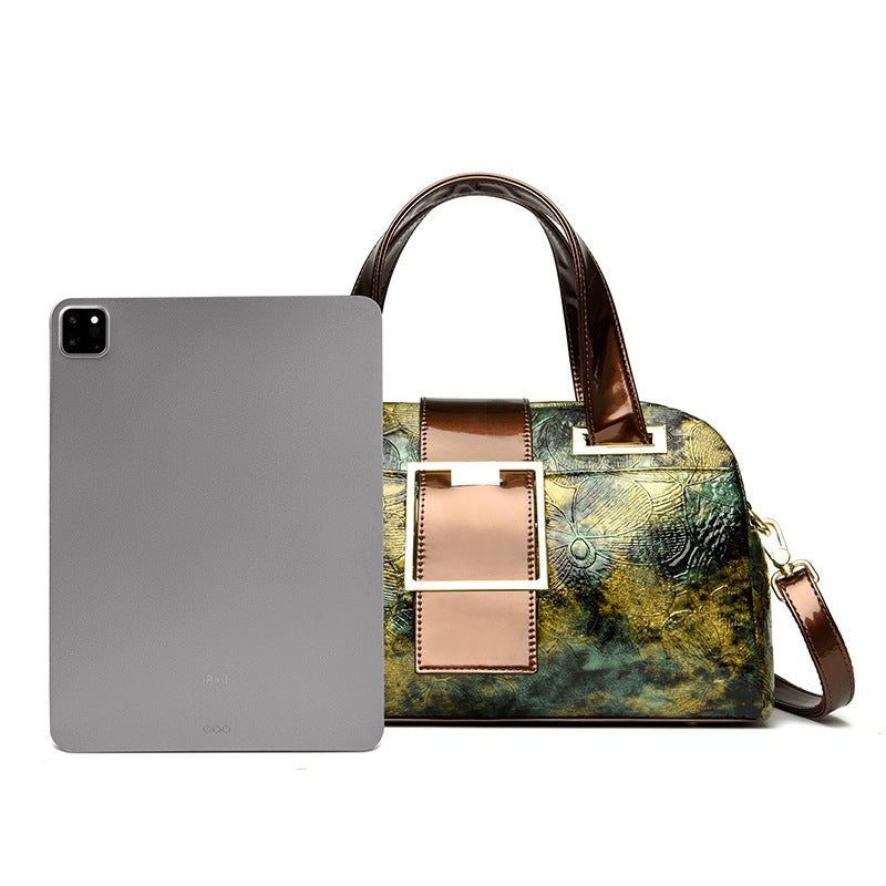 Bag popular autumn new fashion Boston bag inkjet printing handbag high-end large-capacity messenger bag