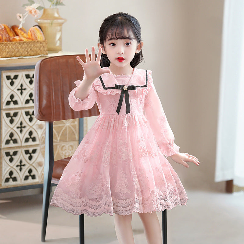 Children's Dress New Summer Lace Puff Princess Dress Children's Summer Clothing Girls Korean Style Sweet Skirt